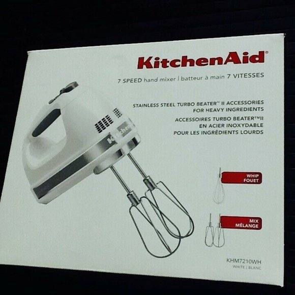 new in box WHITE KitchenAid Soft Start 7-Speed Hand Mixer Model KHM7210WH - Picture 2 of 11
